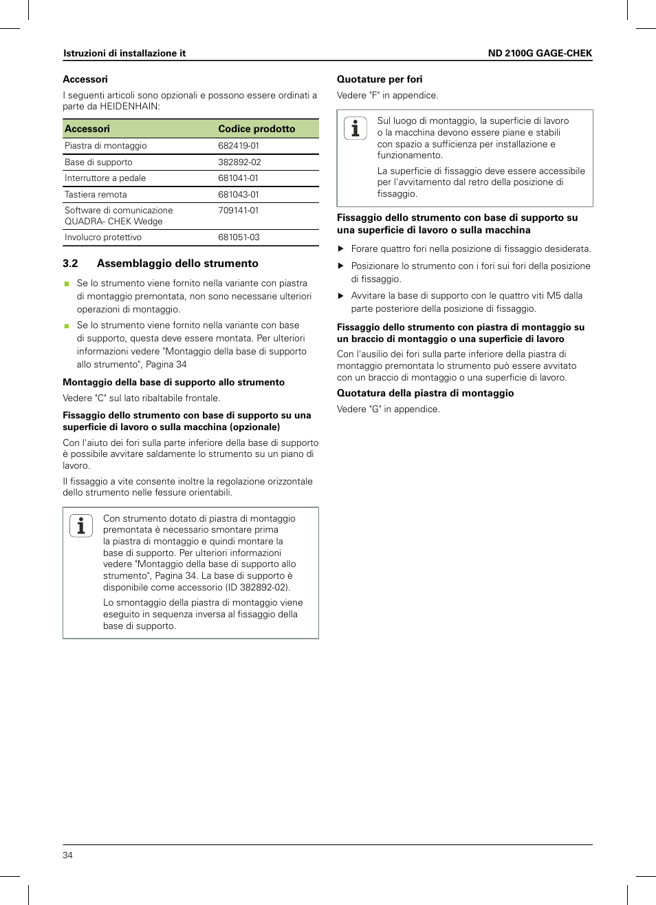 2 assemblaggio dello strumento | HEIDENHAIN ND 2100G Installation User Manual | Page 32 / 108
