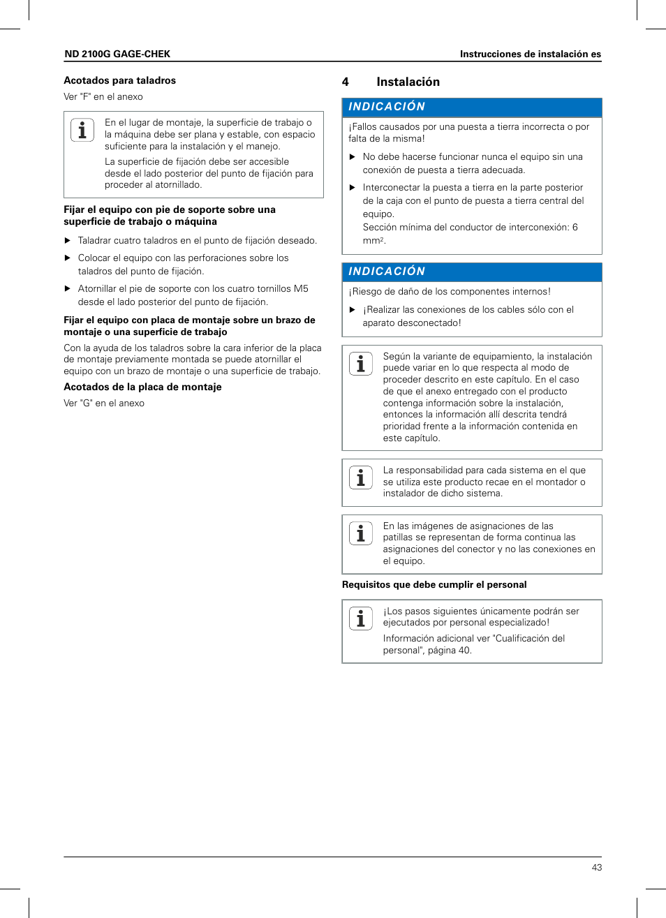 4 instalación, 4instalación | HEIDENHAIN ND 2100G Installation User Manual | Page 41 / 108