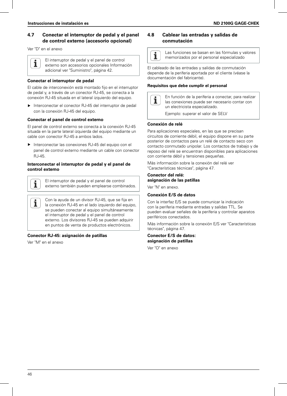 8 cablear las entradas y salidas de conmutación | HEIDENHAIN ND 2100G Installation User Manual | Page 44 / 108