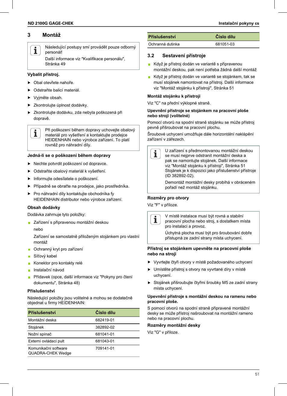 3 montáž, 2 sestavení přístroje, 3montáž | HEIDENHAIN ND 2100G Installation User Manual | Page 49 / 108