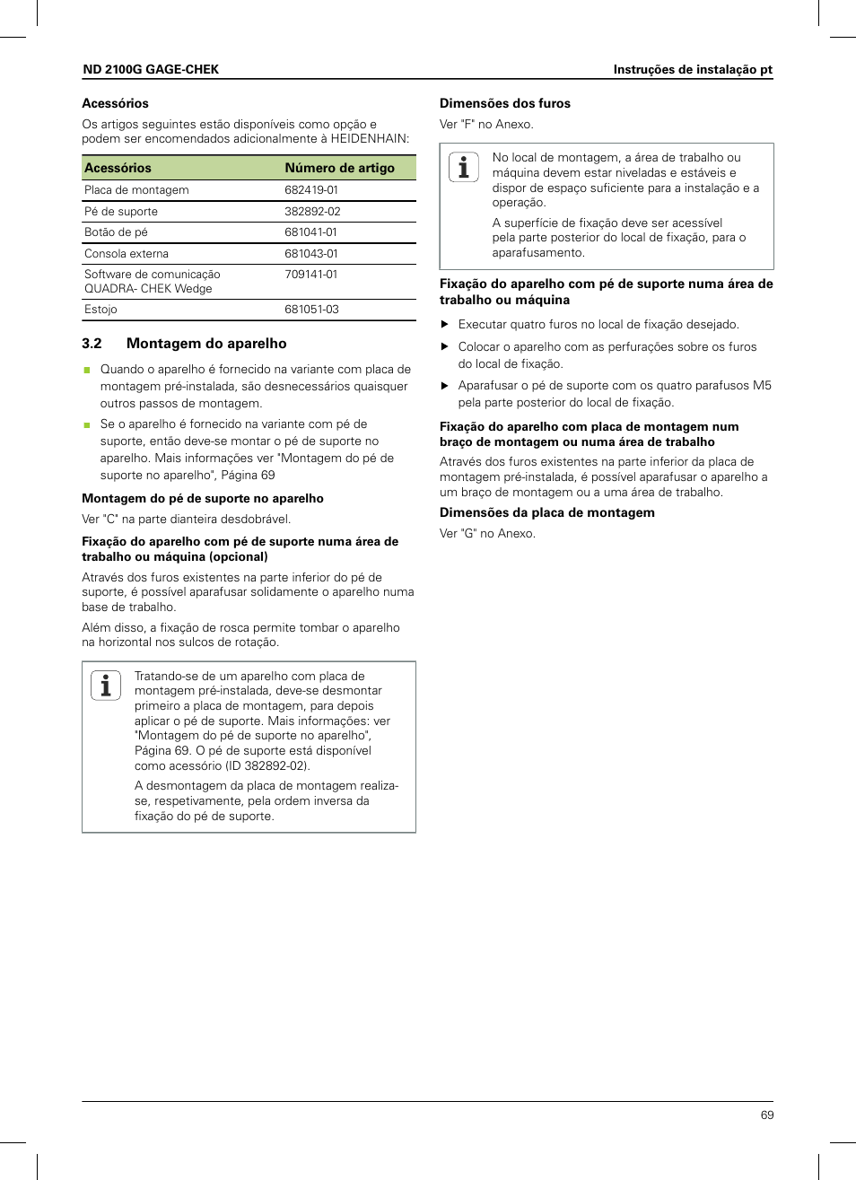 2 montagem do aparelho | HEIDENHAIN ND 2100G Installation User Manual | Page 67 / 108