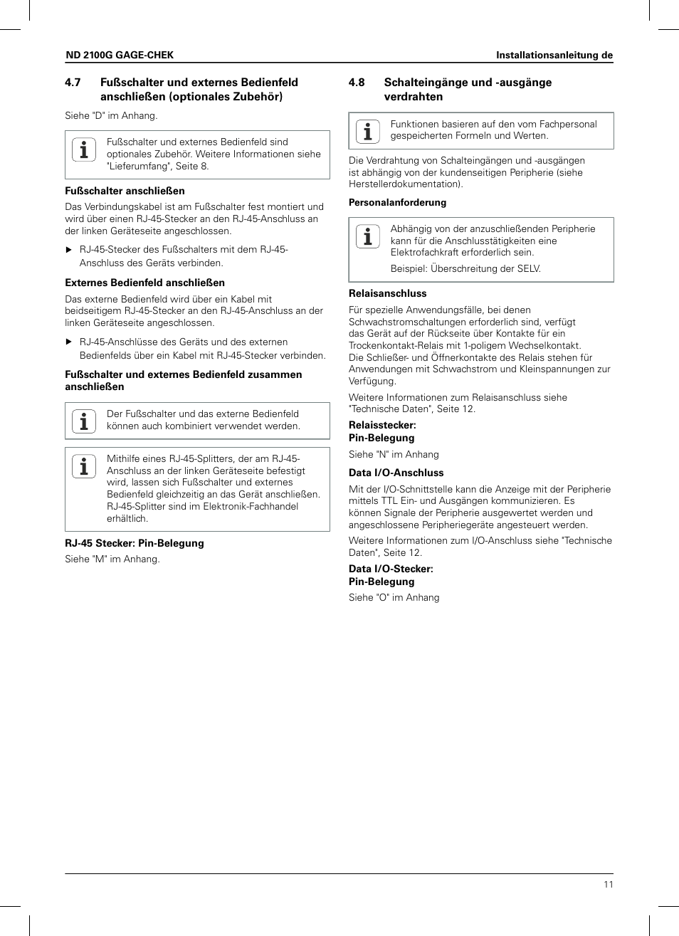 8 schalteingänge und -ausgänge verdrahten | HEIDENHAIN ND 2100G Installation User Manual | Page 9 / 108