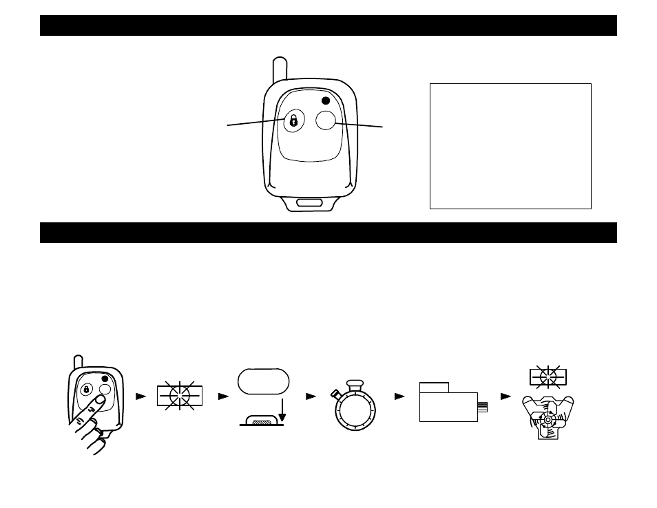 Operating the remote transmitter (rs800 only), Remote engine control, Lock/ remote start unlock | Crimestopper Security Products RS800ER User Manual | Page 2 / 4