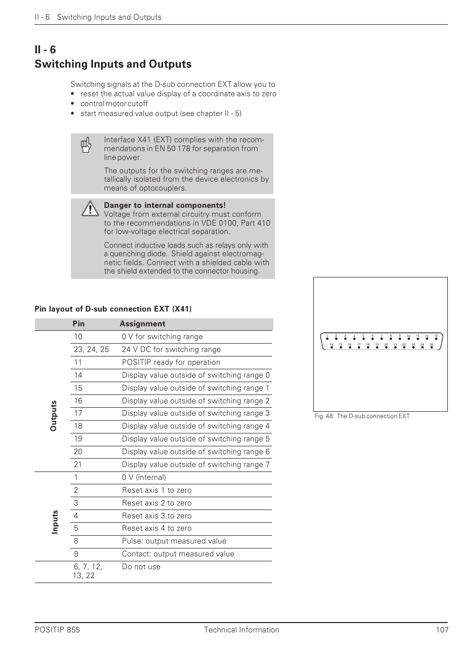 Ii - 6 switching inputs and outputs | HEIDENHAIN PT 855 for Milling User Manual | Page 109 / 117