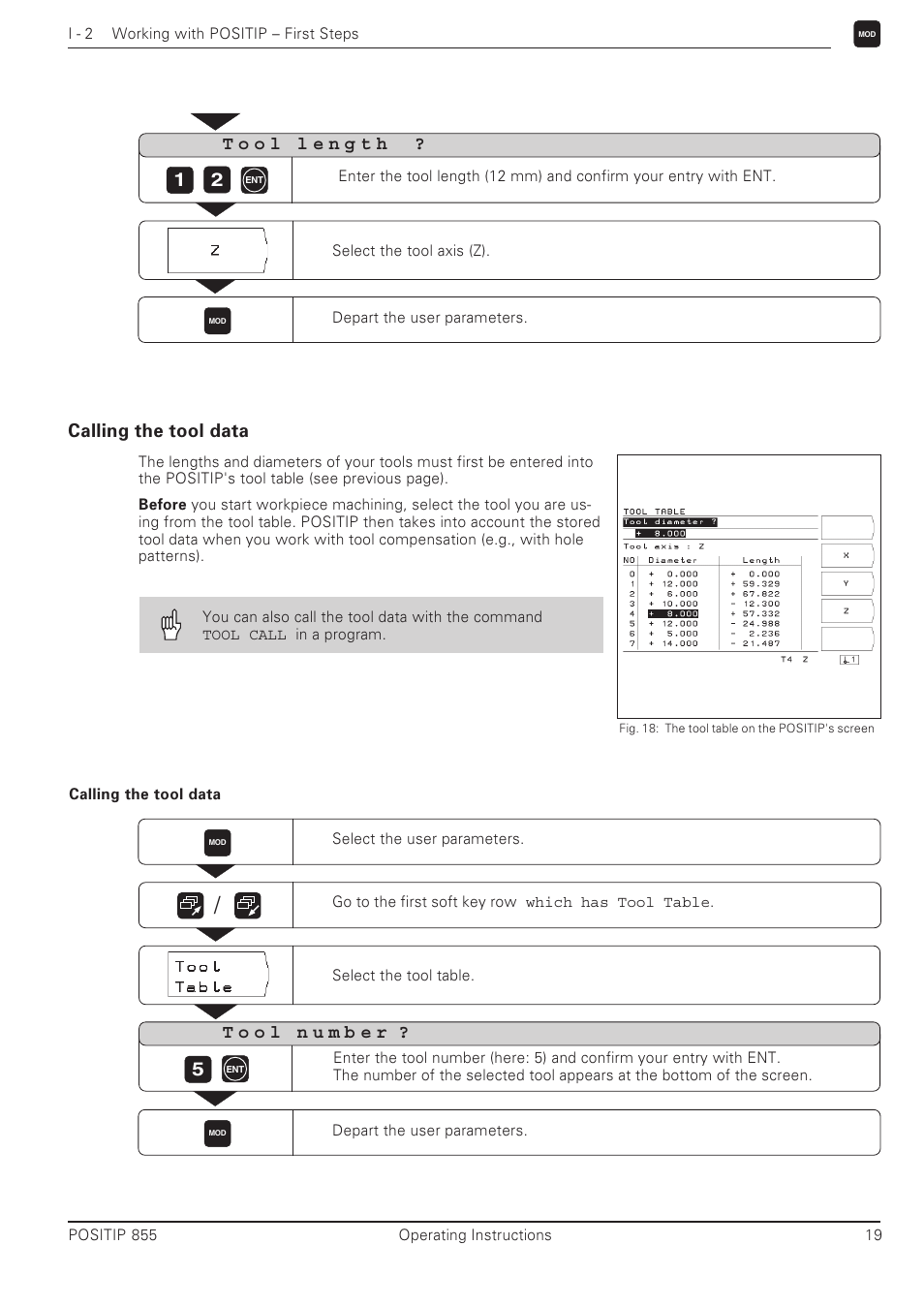 Calling the tool data | HEIDENHAIN PT 855 for Milling User Manual | Page 21 / 117