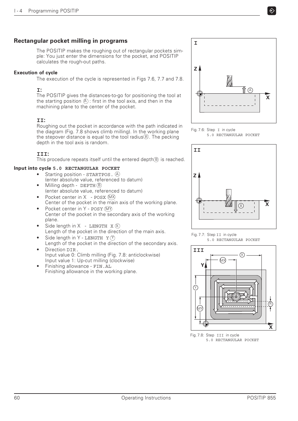 Rectangular pocket milling in programs | HEIDENHAIN PT 855 for Milling User Manual | Page 62 / 117