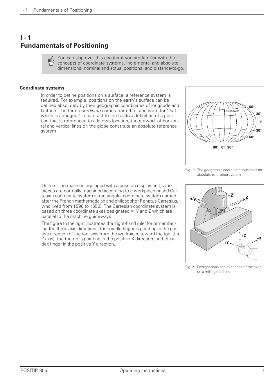 I - 1 fundamentals of positioning | HEIDENHAIN PT 855 for Milling User Manual | Page 9 / 117