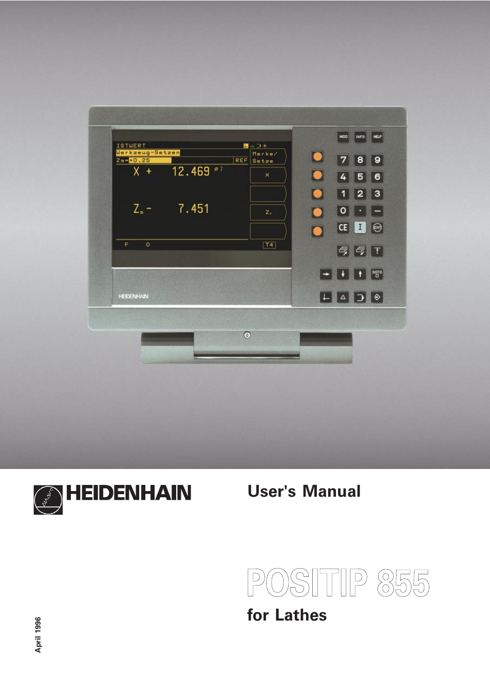 HEIDENHAIN PT 855 for Turning User Manual | 87 pages