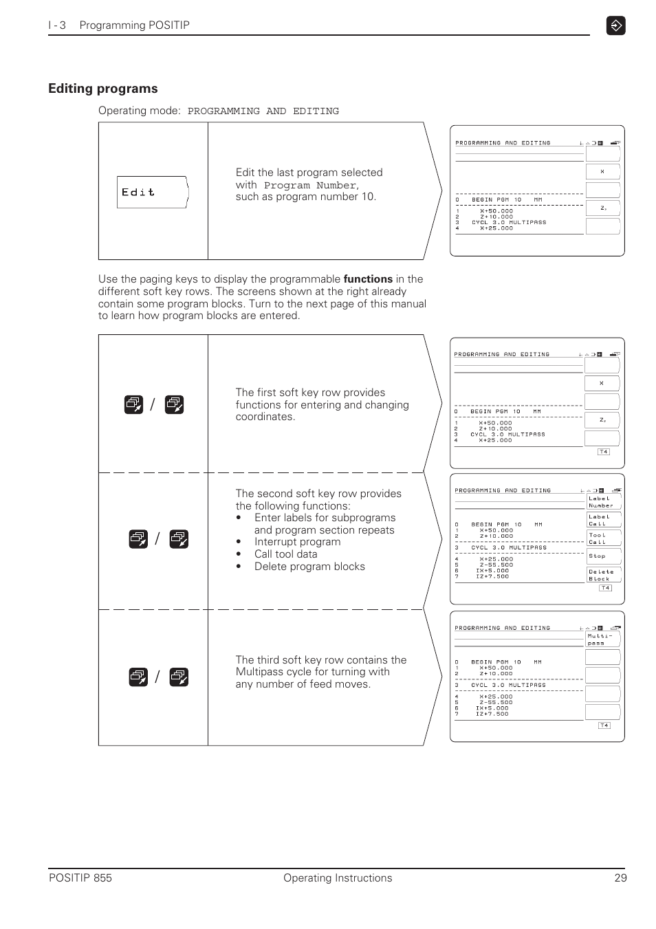 Editing programs | HEIDENHAIN PT 855 for Turning User Manual | Page 28 / 87