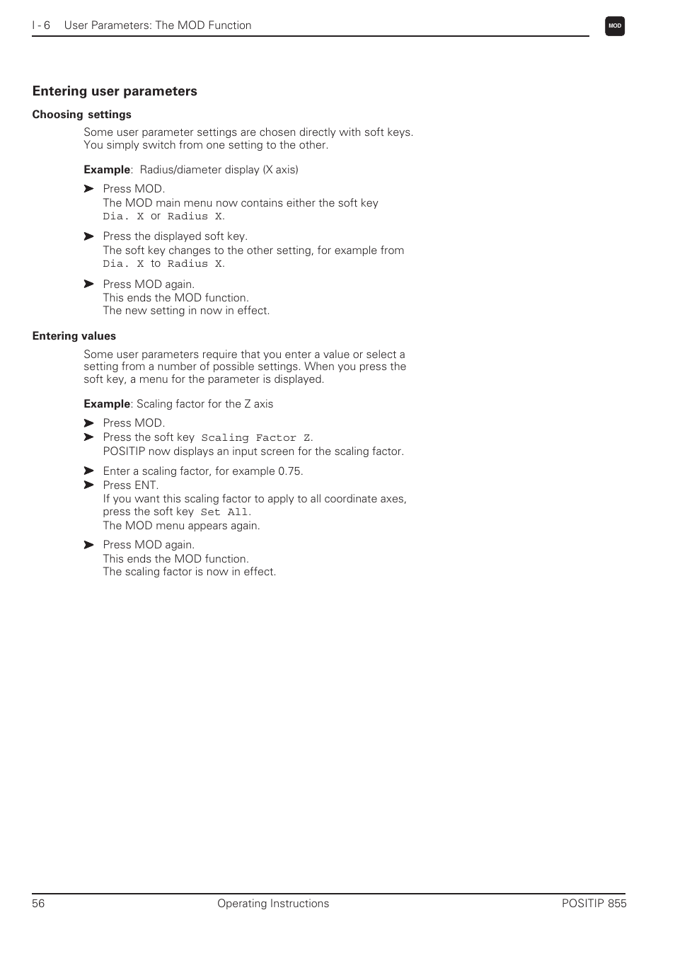 Entering user parameters | HEIDENHAIN PT 855 for Turning User Manual | Page 55 / 87