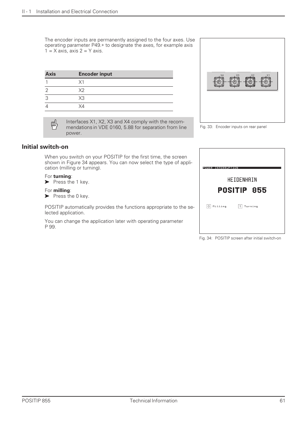 Initial switch-on | HEIDENHAIN PT 855 for Turning User Manual | Page 59 / 87