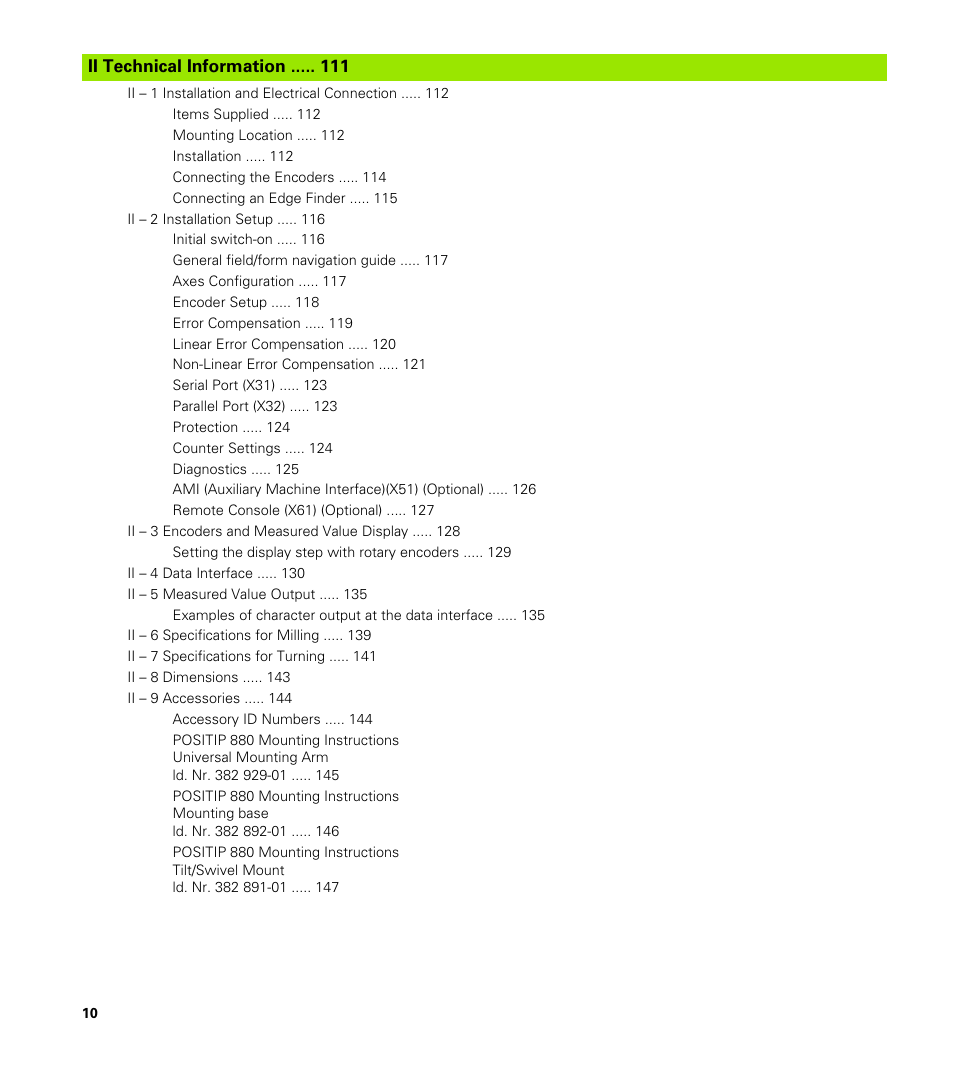 Ii technical information | HEIDENHAIN PT 880 User Manual | Page 10 / 151