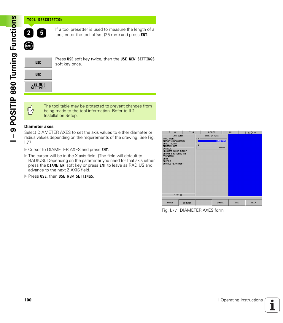 I – 9 positip 880 t u rn ing f unctions | HEIDENHAIN PT 880 User Manual | Page 100 / 151