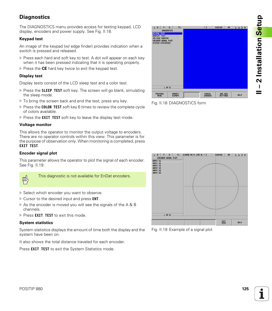 Diagnostics, Ii – 2 installation set u p | HEIDENHAIN PT 880 User Manual | Page 125 / 151