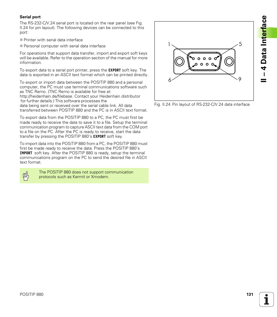 Ii – 4 d a ta int e rf ace | HEIDENHAIN PT 880 User Manual | Page 131 / 151