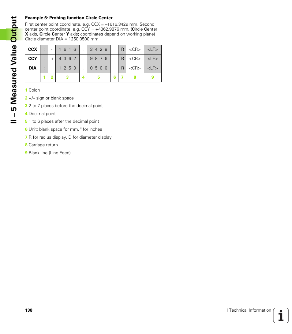 Ii – 5 measur ed v a lue output | HEIDENHAIN PT 880 User Manual | Page 138 / 151