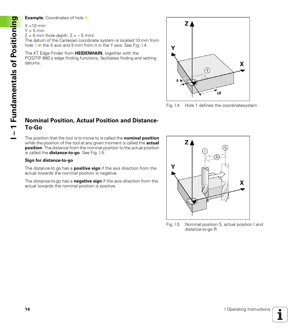 I – 1 f u ndamentals of p o sitioning | HEIDENHAIN PT 880 User Manual | Page 14 / 151