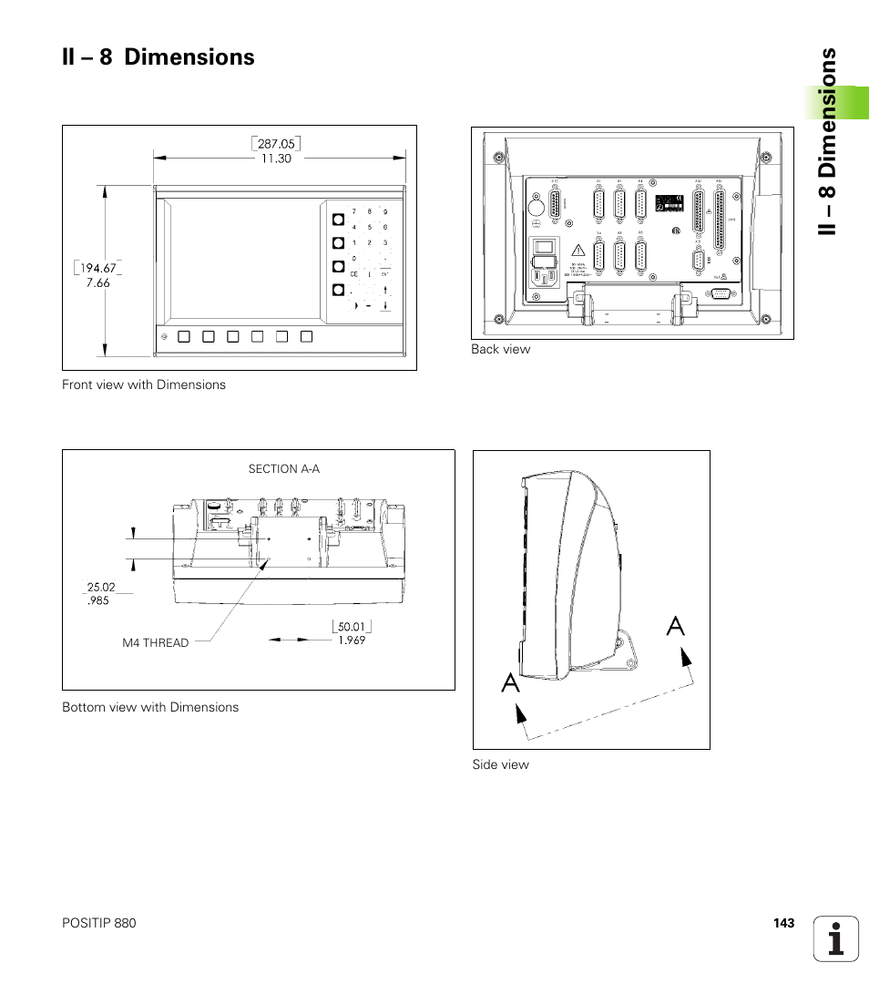 Ii - 8 dimensions, Ii – 8 dimensions | HEIDENHAIN PT 880 User Manual | Page 143 / 151