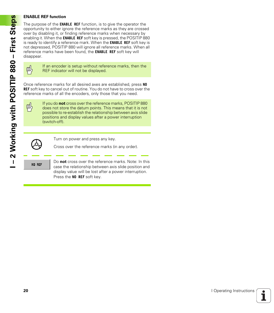 I – 2 w o rk ing with positip 880 – first st eps | HEIDENHAIN PT 880 User Manual | Page 20 / 151