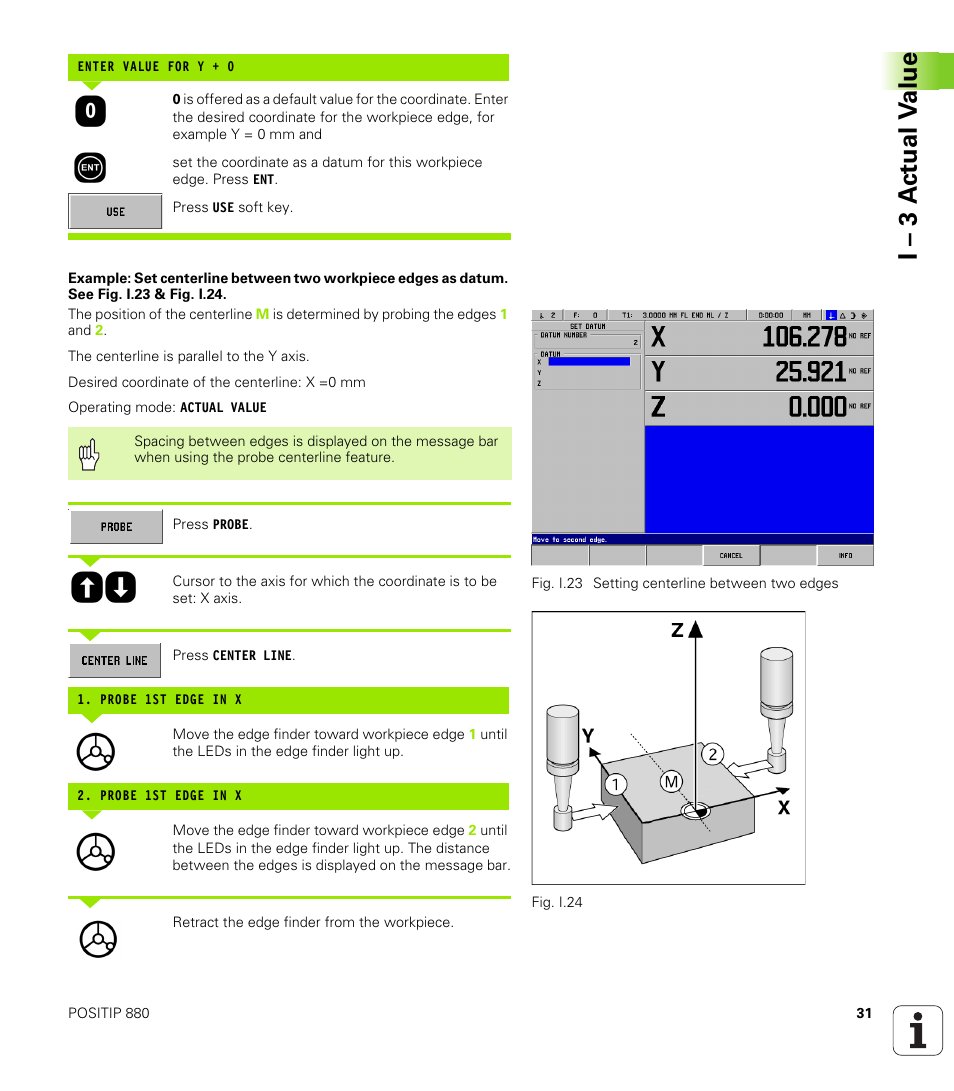 I – 3 a c tu al v a lue | HEIDENHAIN PT 880 User Manual | Page 31 / 151