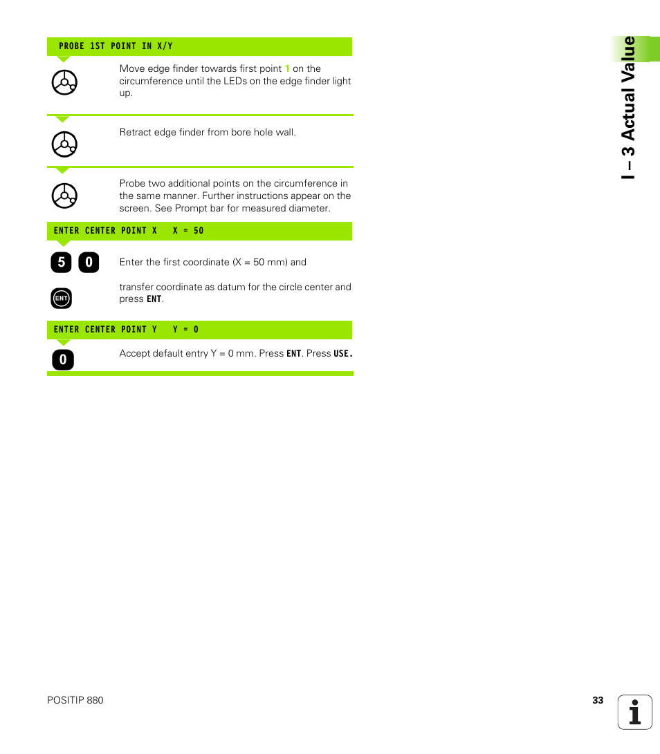 I – 3 a c tu al v a lue | HEIDENHAIN PT 880 User Manual | Page 33 / 151