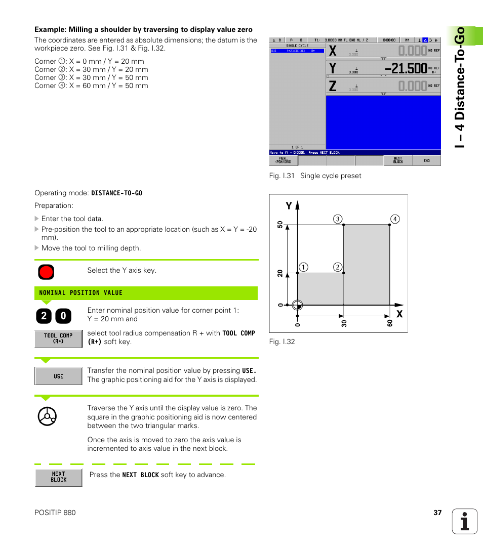 I – 4 distance-t o-go | HEIDENHAIN PT 880 User Manual | Page 37 / 151