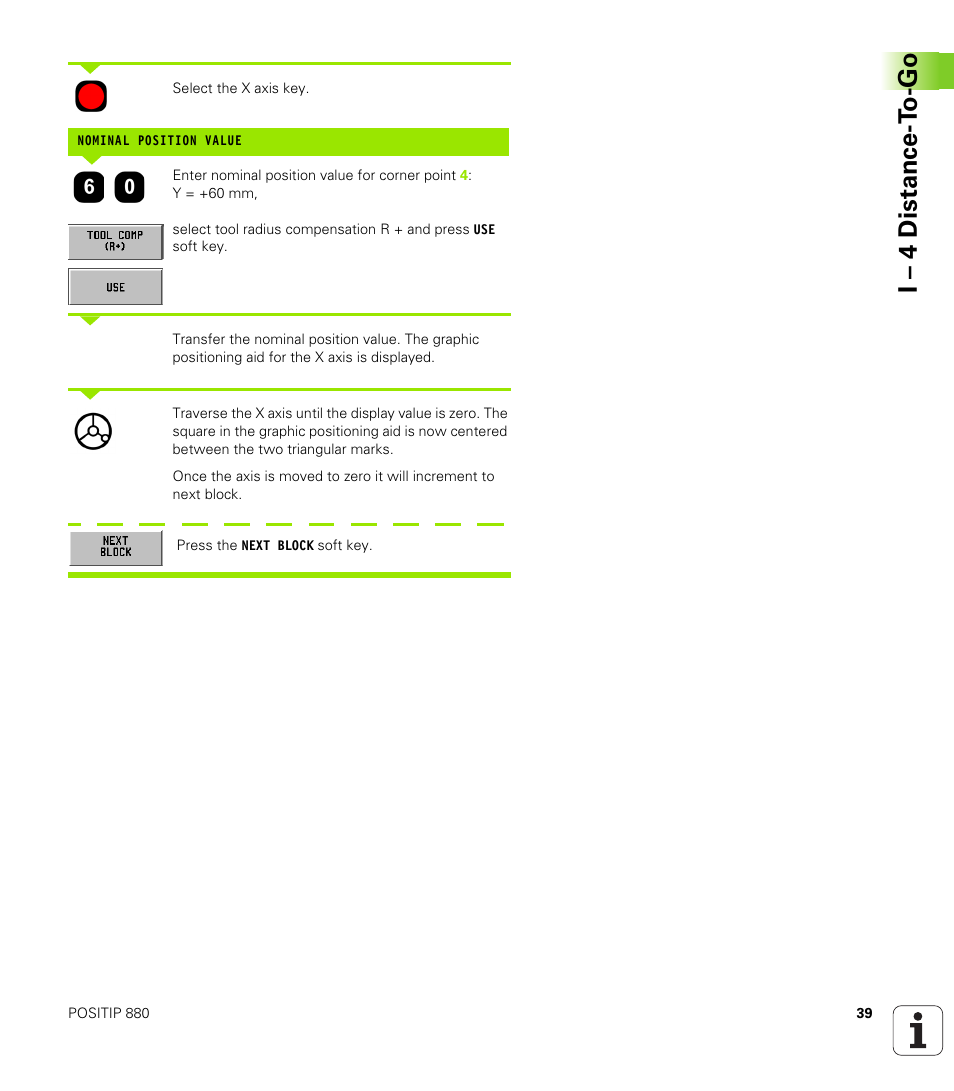 I – 4 distance-t o-go | HEIDENHAIN PT 880 User Manual | Page 39 / 151