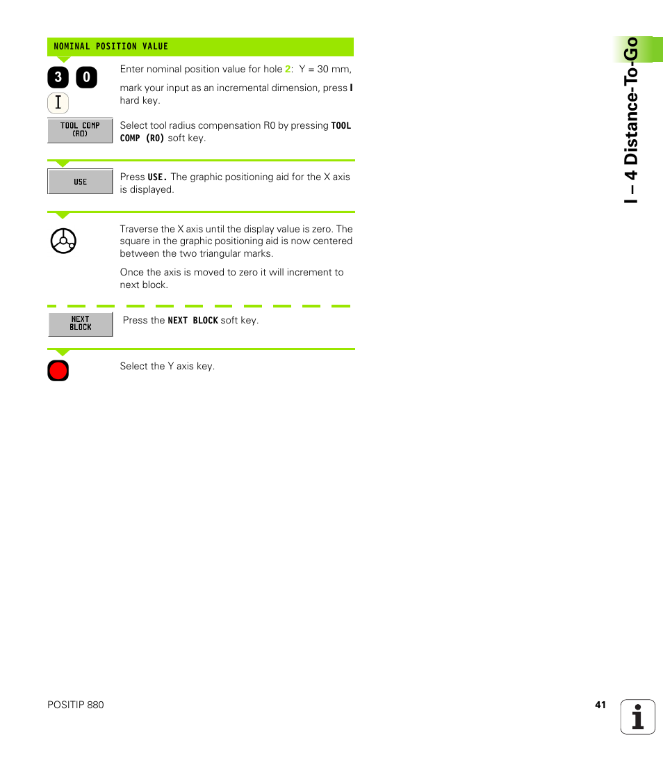 I – 4 distance-t o-go | HEIDENHAIN PT 880 User Manual | Page 41 / 151