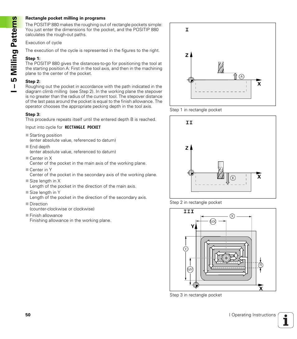 I – 5 milling p a tt er ns | HEIDENHAIN PT 880 User Manual | Page 50 / 151