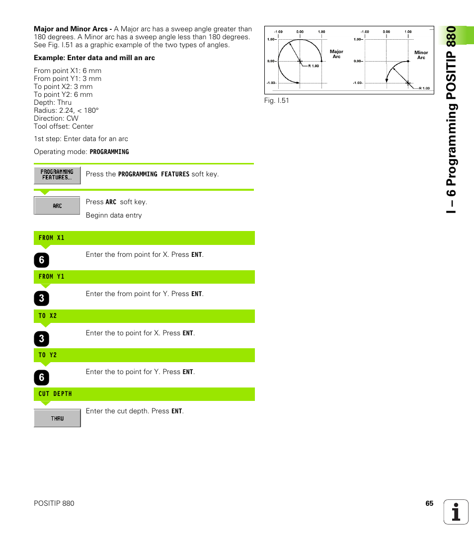 I – 6 pr ogr amming positip 880 | HEIDENHAIN PT 880 User Manual | Page 65 / 151