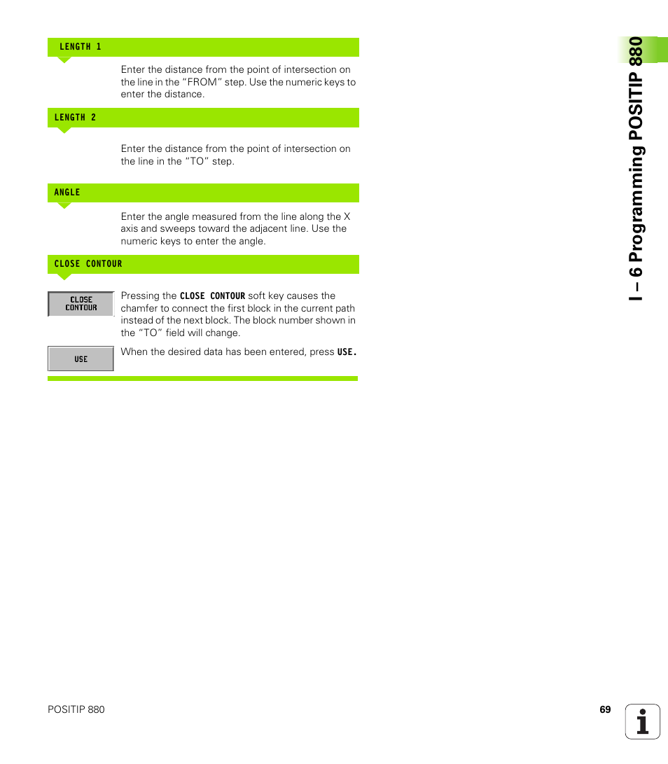 I – 6 pr ogr amming positip 880 | HEIDENHAIN PT 880 User Manual | Page 69 / 151