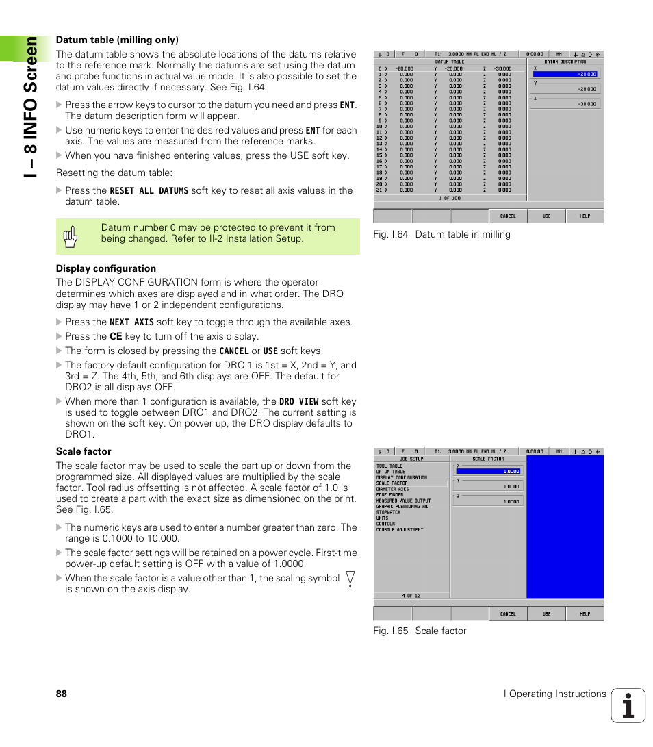 I – 8 info scr een | HEIDENHAIN PT 880 User Manual | Page 88 / 151
