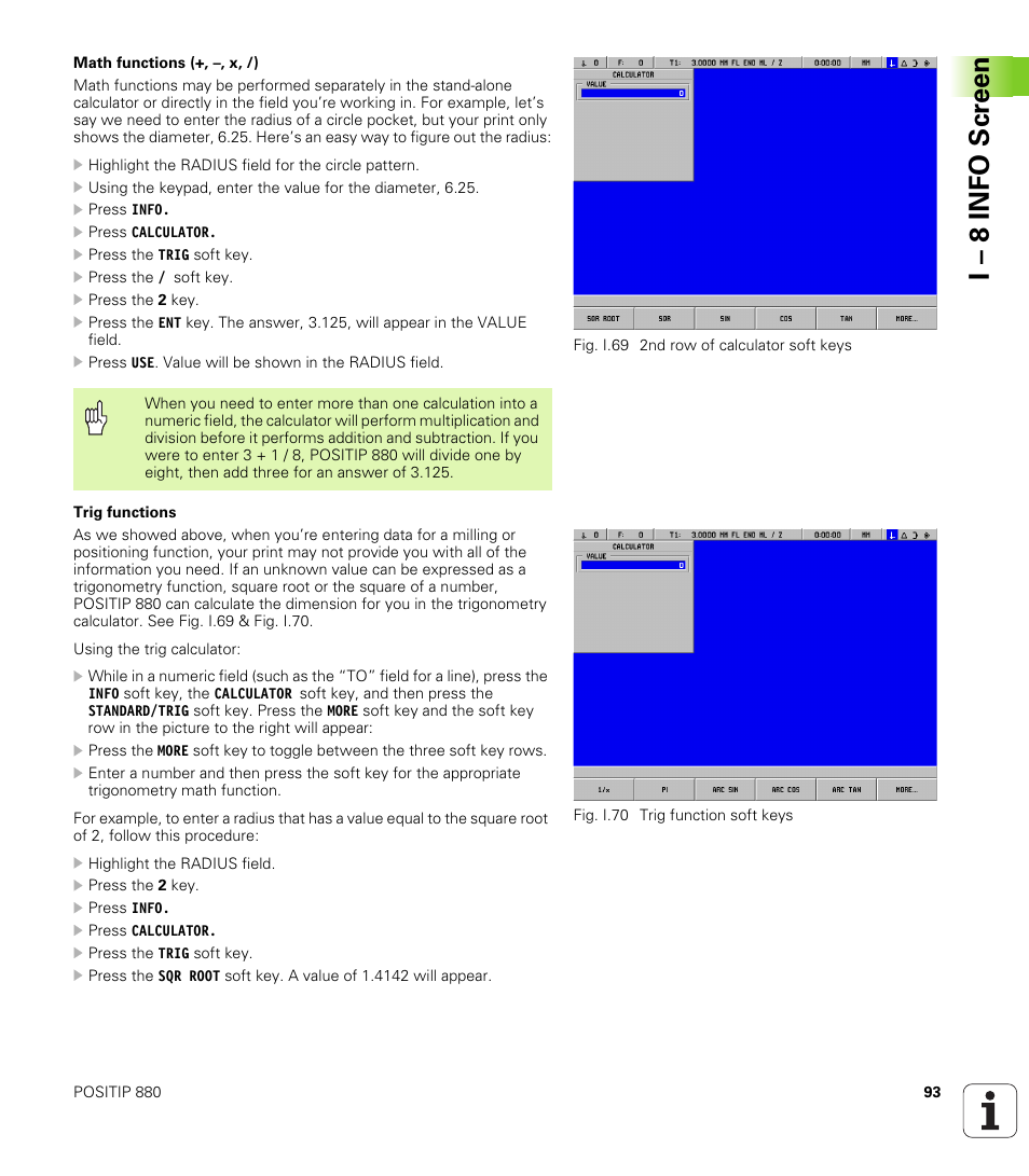 I – 8 info scr een | HEIDENHAIN PT 880 User Manual | Page 93 / 151
