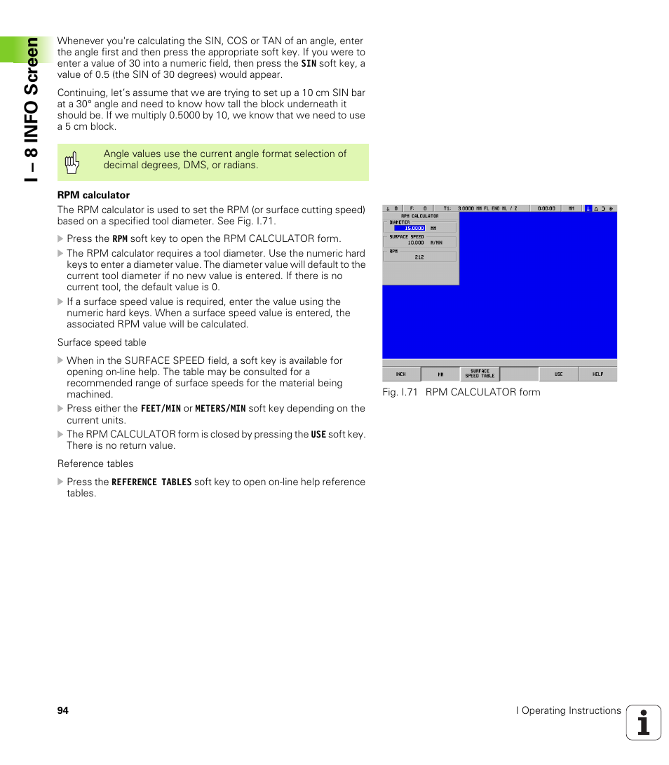 I – 8 info scr een | HEIDENHAIN PT 880 User Manual | Page 94 / 151