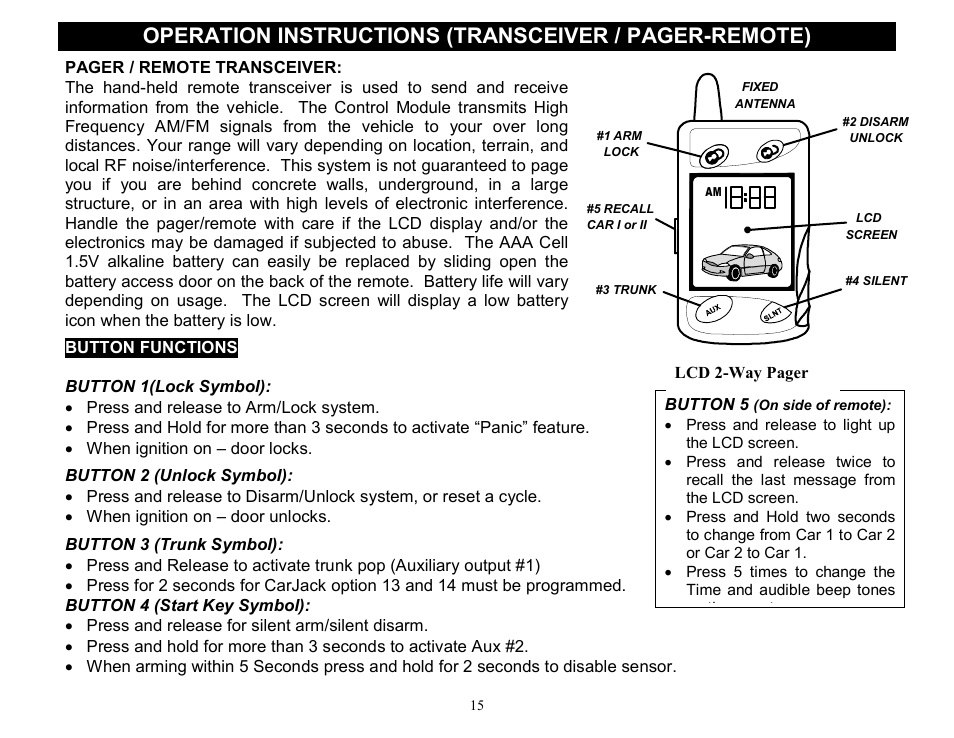 Crimestopper Security Products CS-2000DP-TW2 User Manual | Page 15 / 24