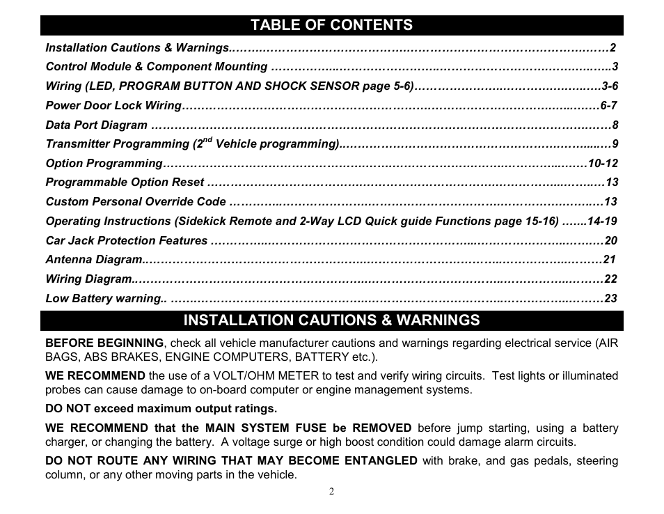 Crimestopper Security Products CS-2000DP-TW2 User Manual | Page 2 / 24