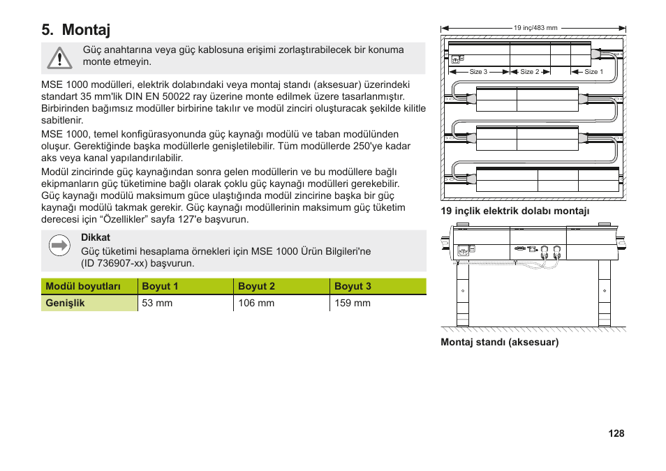 Montaj | HEIDENHAIN MSE 1000 Installation User Manual | Page 128 / 176