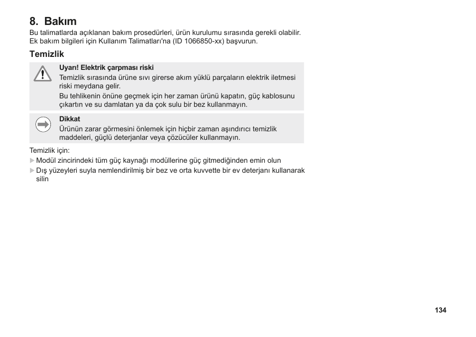 Bakım | HEIDENHAIN MSE 1000 Installation User Manual | Page 134 / 176
