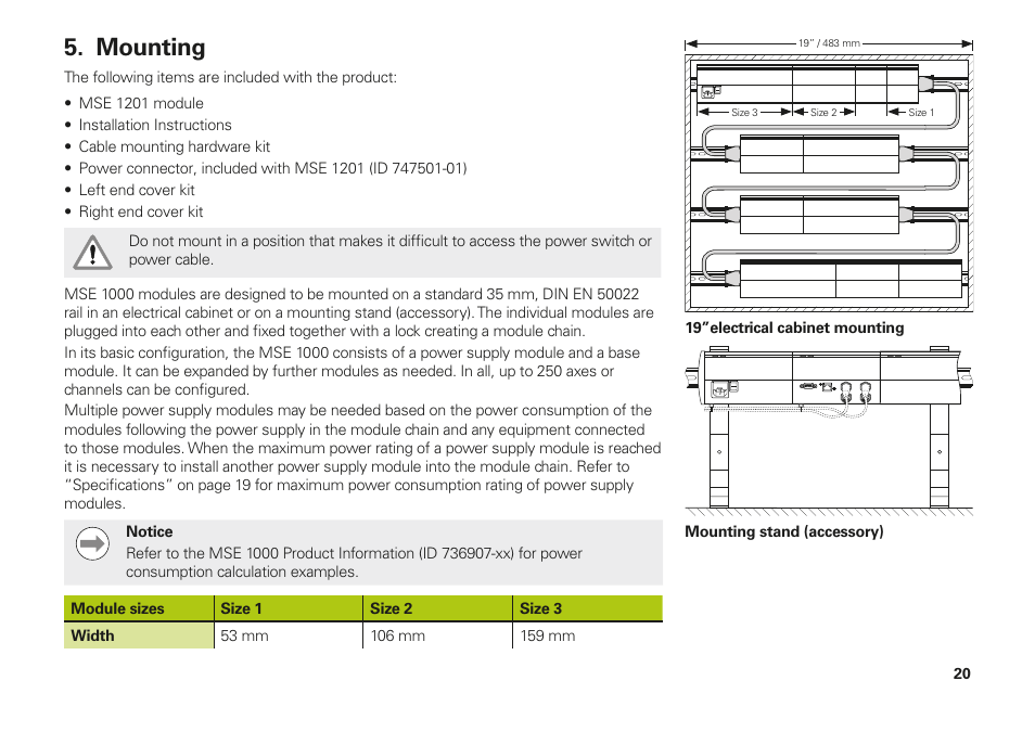 Mounting | HEIDENHAIN MSE 1000 Installation User Manual | Page 20 / 176