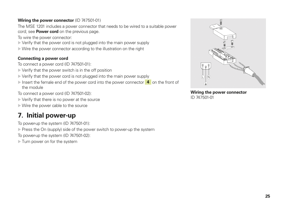 Initial power-up, Initial power­up | HEIDENHAIN MSE 1000 Installation User Manual | Page 25 / 176