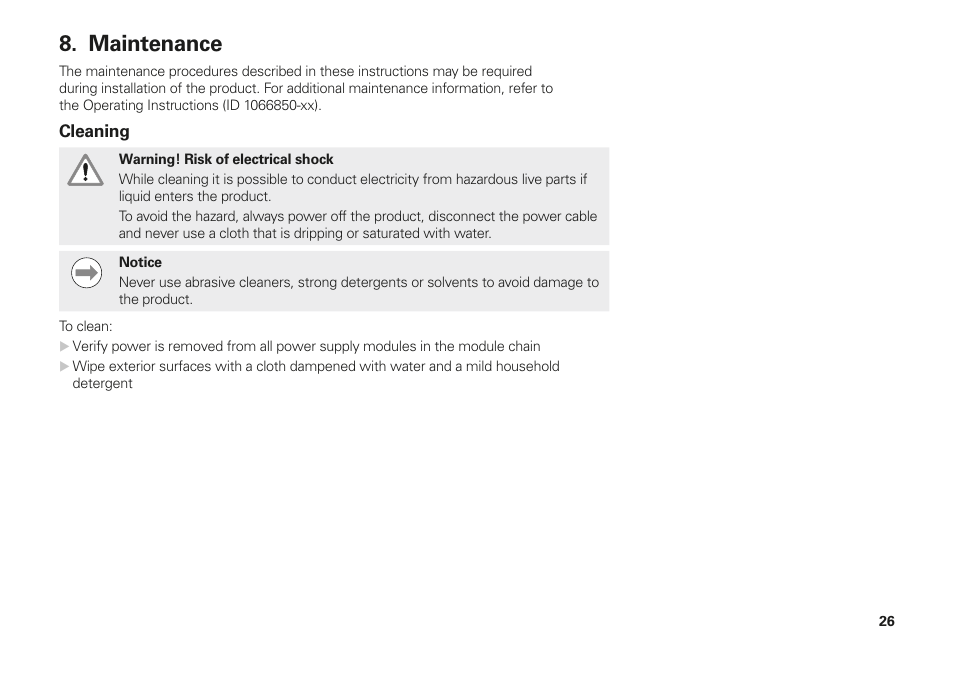 Maintenance | HEIDENHAIN MSE 1000 Installation User Manual | Page 26 / 176