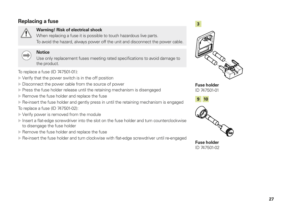 Replacing a fuse | HEIDENHAIN MSE 1000 Installation User Manual | Page 27 / 176