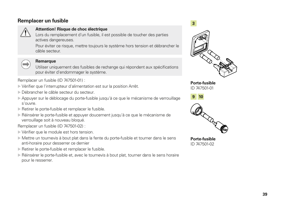 Remplacer un fusible | HEIDENHAIN MSE 1000 Installation User Manual | Page 39 / 176