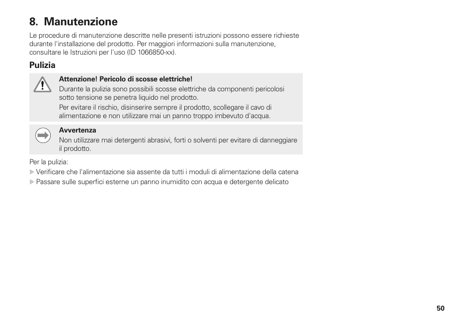 Manutenzione | HEIDENHAIN MSE 1000 Installation User Manual | Page 50 / 176