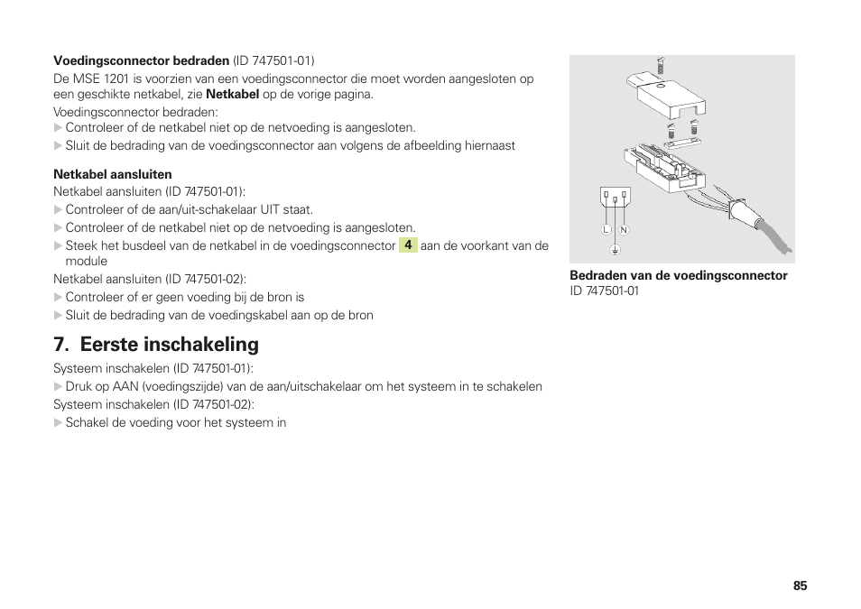 Eerste inschakeling | HEIDENHAIN MSE 1000 Installation User Manual | Page 85 / 176