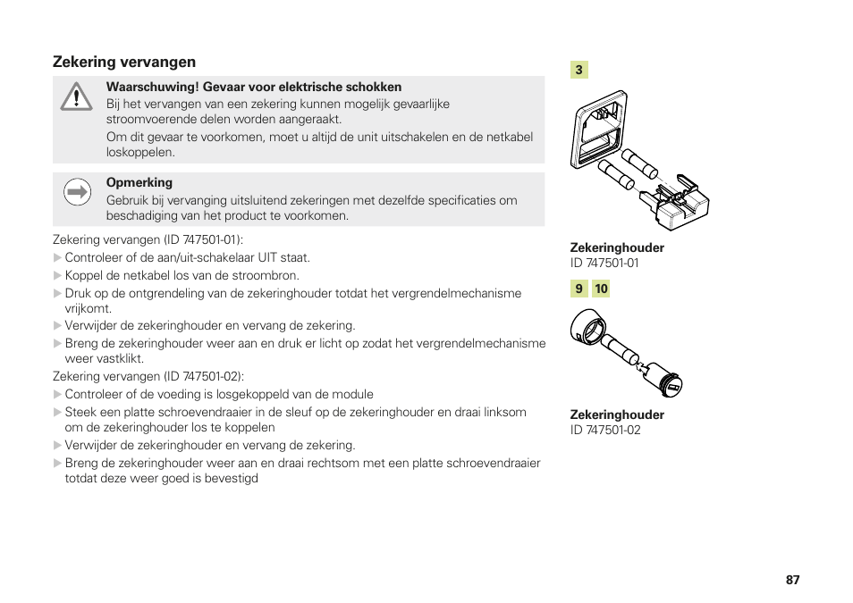 Zekering vervangen | HEIDENHAIN MSE 1000 Installation User Manual | Page 87 / 176