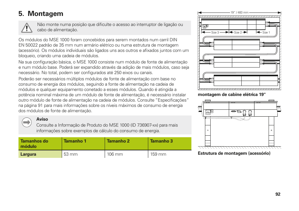 Montagem | HEIDENHAIN MSE 1000 Installation User Manual | Page 92 / 176