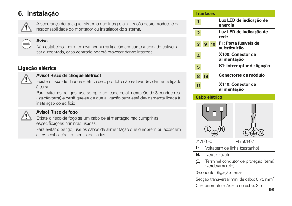 Instalação | HEIDENHAIN MSE 1000 Installation User Manual | Page 96 / 176