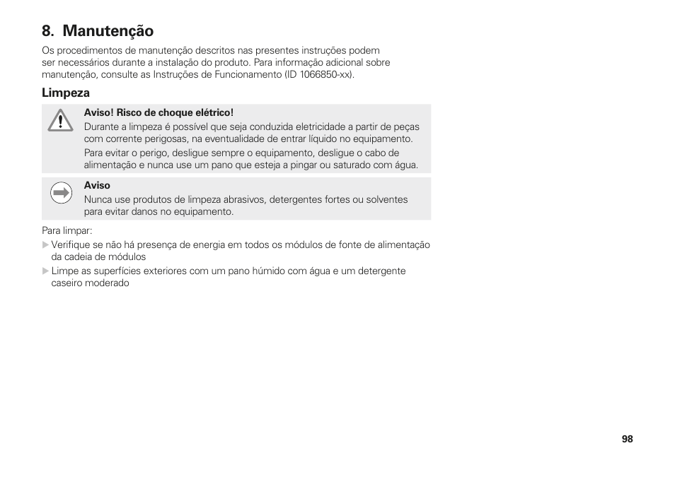 Manutenção | HEIDENHAIN MSE 1000 Installation User Manual | Page 98 / 176