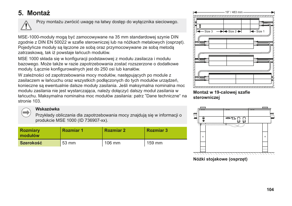Montaż | HEIDENHAIN MSE 1202 User Manual | Page 104 / 176